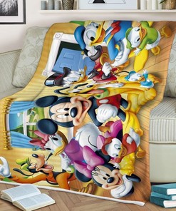 Disney Mickey Mouse All Characters Gift For Fan, Disney Characters Mickey Minnie Goofy Daisy Donald Clarabelle Cow Comfy Throw Blanket Gift