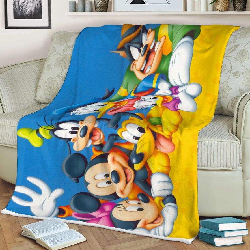 Disney Mickey Mouse Gift For Fan, Disney Characters Mickey Minnie Goofy Daisy Donald Clarabelle Cow Quilt Blanket Bedding Set Gift