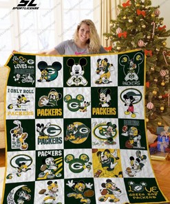 Disney Mickey Mouse Green Bay Packers Quilt Blanket Bedding Set