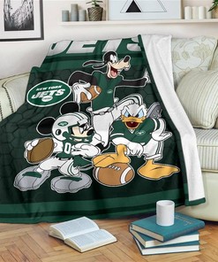 Disney New York Jets Team Football Sherpa Blanket Fleece Blanket Gifts for Fans