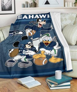Disney Seahawks Team Football Sherpa Blanket Fleece Blanket Gifts for Fans