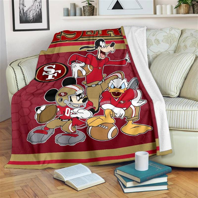 Disney Sf 49ers Team Football Sherpa Blanket Fleece Blanket Gifts for Fans