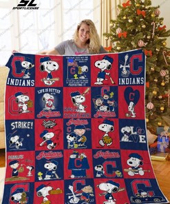 Disney Snoopy Cleveland Indians Quilt Blanket Bedding Set