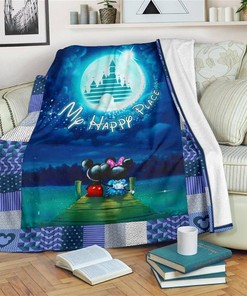 Disneyland My Happy Place Mickey Minnie Sherpa Blanket Fleece Blanket Funny Gifts
