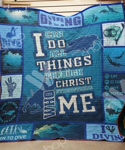 Diving I Can Do All Things Through Christ Diving Lo Quilt Blanket Bedding Set
