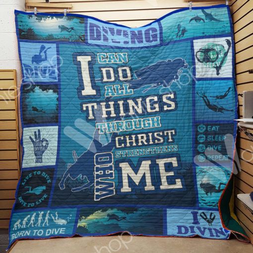 Diving I Can Do All Things Through Christ Diving Lo Quilt Blanket Bedding Set