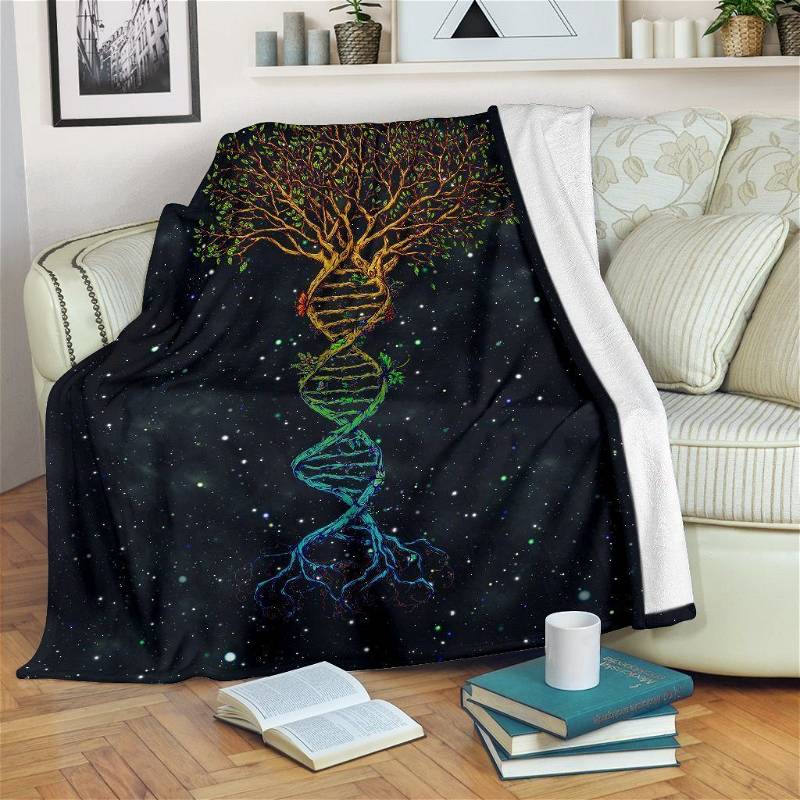 Dna Tree Of Life Earth Lover Sherpa Fleece Blanket Gifts for Family, for Couple