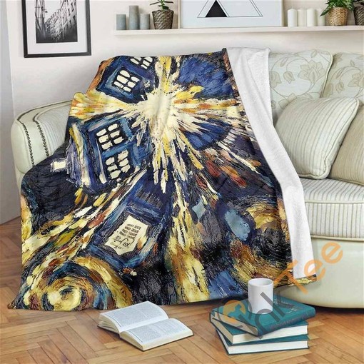 Doctor Who Exploding Tardis Sherpa Fleece Blanket Gifts for Family, for Couple