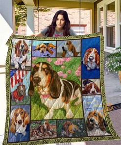 Dog Basset Hound Quilt Blanket Bedding Set
