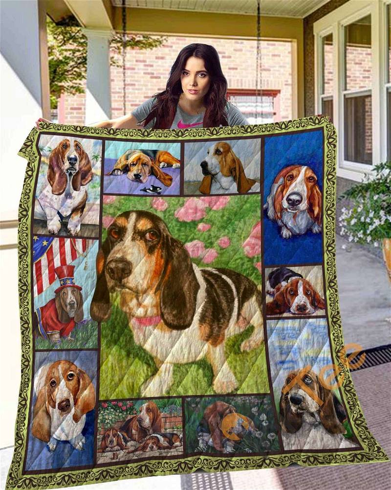 Dog Basset Hound Quilt Blanket Bedding Set