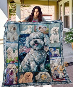 Dog Bichon Frise Quilt Blanket Bedding Set