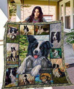 Dog Border Collie Quilt Blanket Bedding Set