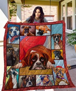 Dog Boxer Quilt Blanket Bedding Set