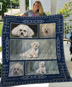 Dog Breed Bichon Frise Quilt Blanket Bedding Set