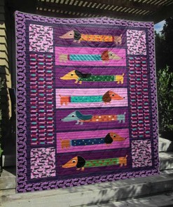 Dog Colorful Dachshund Quilt Blanket Bedding Set