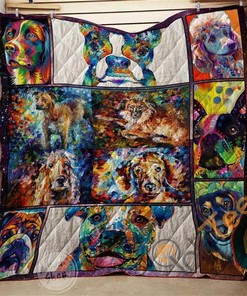 Dog Colors Quilt Blanket Bedding Set
