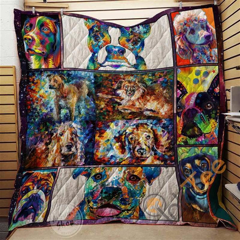 Dog Colors Quilt Blanket Bedding Set