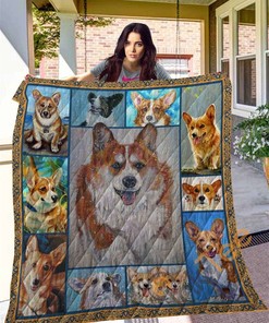 Dog Corgi Quilt Blanket Bedding Set