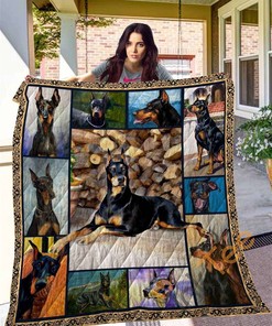Dog Doberman Quilt Blanket Bedding Set