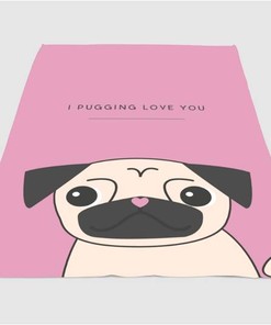 Dog I Pugging Love You Sherpa Fleece Blanket Gifts for Family, for Couple