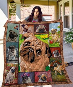 Dog Pug Quilt Blanket Bedding Set