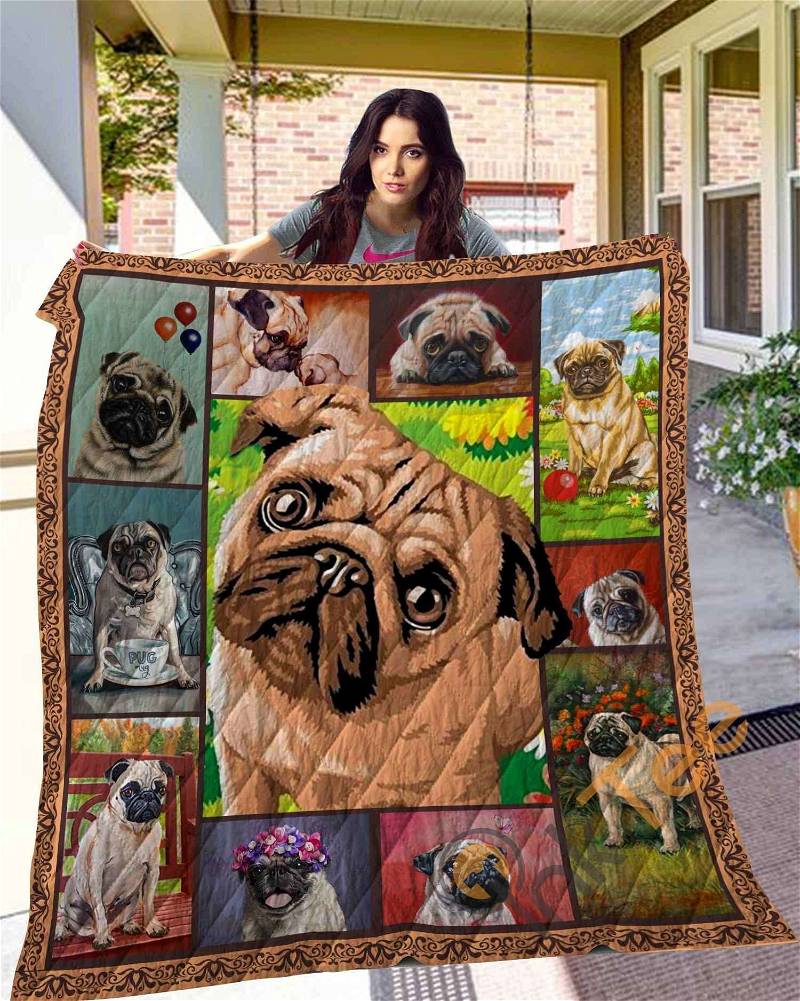 Dog Pug Quilt Blanket Bedding Set