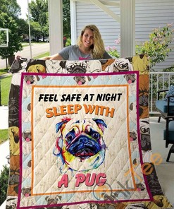 Dog-Feel Safe At Night Sleep With A Pug Quilt Blanket Bedding Set