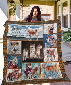Dog-Lover's Akita Quilt Blanket Bedding Set