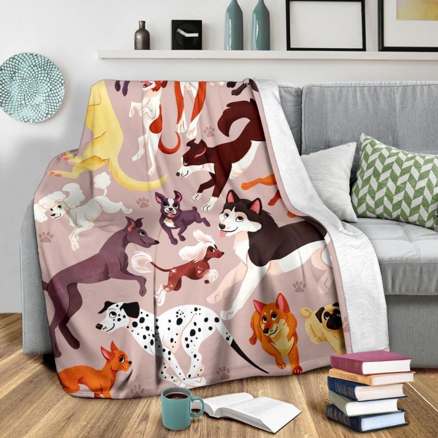 Dogs Lover Fleece Blanket Gift For Fan, Quilt Blanket Bedding Set Gift