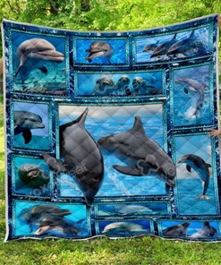 Dolphin Couple Quilt Blanket Bedding Set for Home Décor