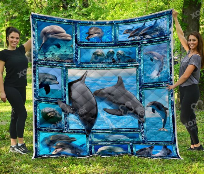 Dolphin Couple Quilt Blanket Bedding Set for Home Décor