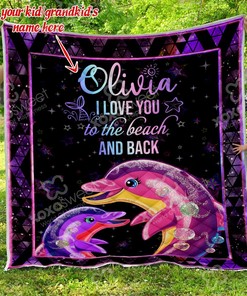 Dolphin I Love You To The Beach And Back Personalized Quilt Blanket Bedding Set