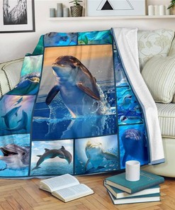 Dolphin Idea Ocean Lover Sherpa Fleece Blanket Gifts for Family, for Couple