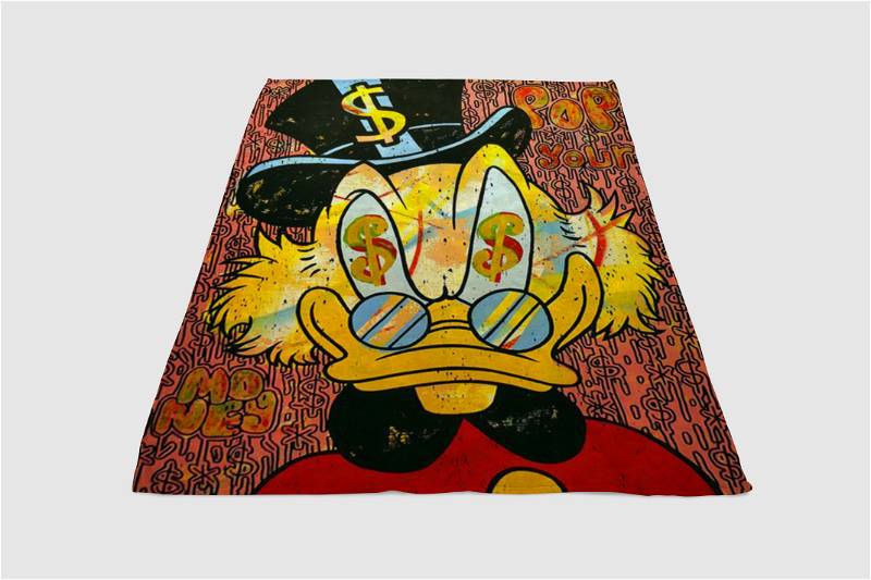 Donald Duck Face Money Sherpa Fleece Blanket Gifts for Family, for Couple