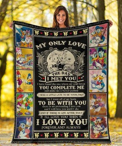 Donald and Daisy Duck My Only Love The Day I Met You Sherpa Fleece Blanket Gifts for Family, for Couple