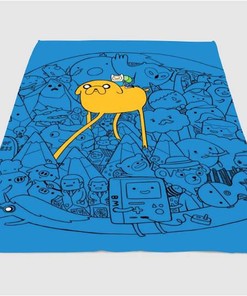 Doodle Adventure Time Sherpa Fleece Blanket Gifts for Family, for Couple