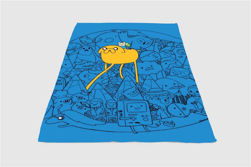 Doodle Adventure Time Sherpa Fleece Blanket Gifts for Family, for Couple