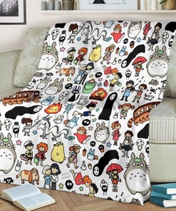 Doodle All Anime Japanese Fleece Blanket Gift For Fan, Quilt Blanket Bedding Set Gift