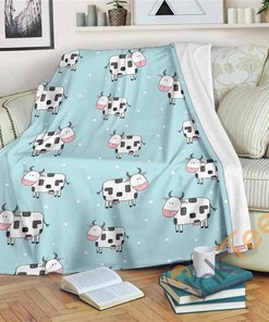 Doodle Cow Pattern Sherpa Fleece Blanket Gifts for Family, for Couple