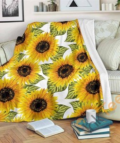 Doodle Sunflower Sherpa Blanket Fleece Blanket Gifts for Fans