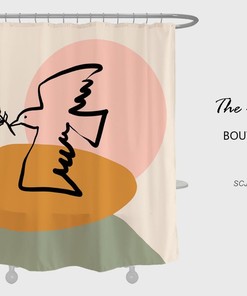 Dove With Olive Branch Shower Curtain, Love And Peace Bathroom Set, Waterproof Washable Shower Curtain