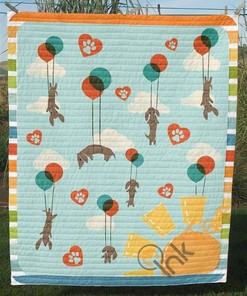 Doxie And Balloons Quilt Blanket Bedding Set