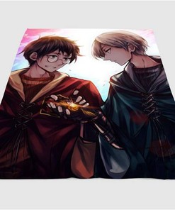 Draco And Harry Potter Anime Syle Sherpa Fleece Blanket Gifts for Family, for Couple