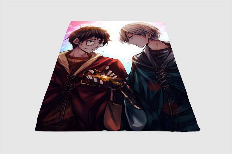 Draco And Harry Potter Anime Syle Sherpa Fleece Blanket Gifts for Family, for Couple