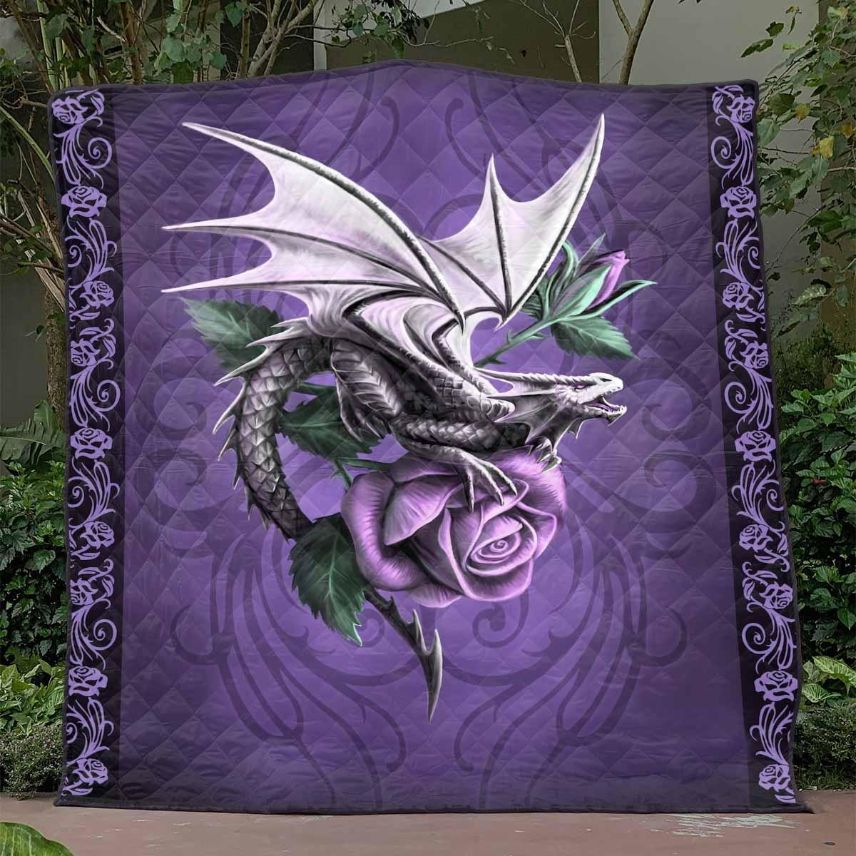 Dragon And Rose Quilt Blanket Bedding Set