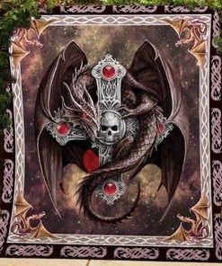 Dragon And Skull Cross Quilt Blanket Bedding Set