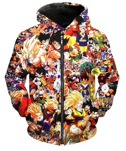 Dragon Ball All Characters Zip Up Dbz Ands Hoodie 3D