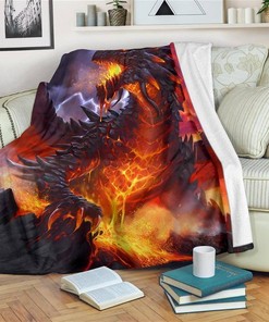 Dragon Fire Dragon Lover Sherpa Fleece Blanket Gifts for Family, for Couple
