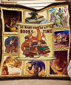 Dragon So Many Books So Little Time Quilt Blanket Bedding Set