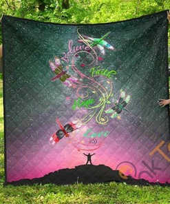 Dragonflies Believe Faith Hope Love Quilt